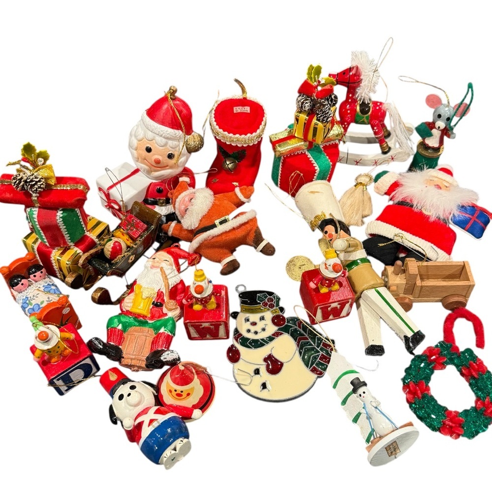 Vintage Christmas ornaments 70s LOT 22 Japan Kurt S Adler flocked Bradford Santa